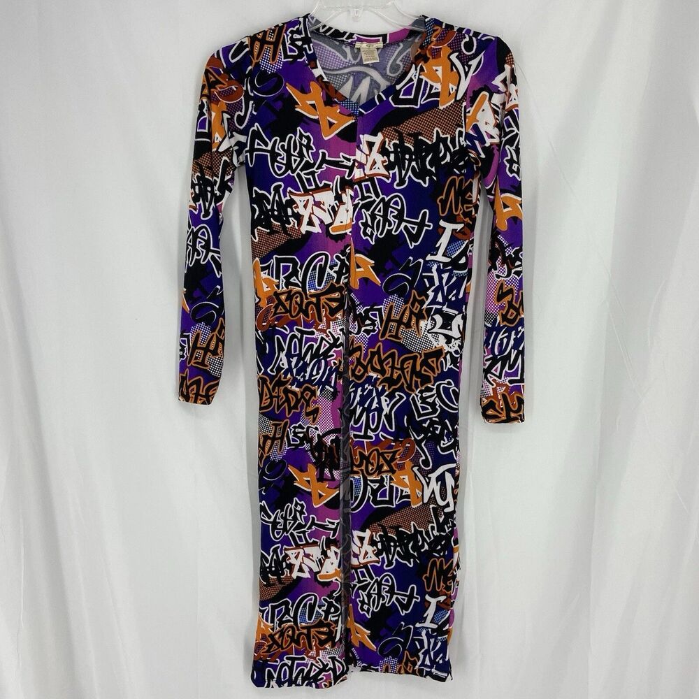 NWOT NYC Brand Colorful Words Graffiti Shirt Dress Size Small